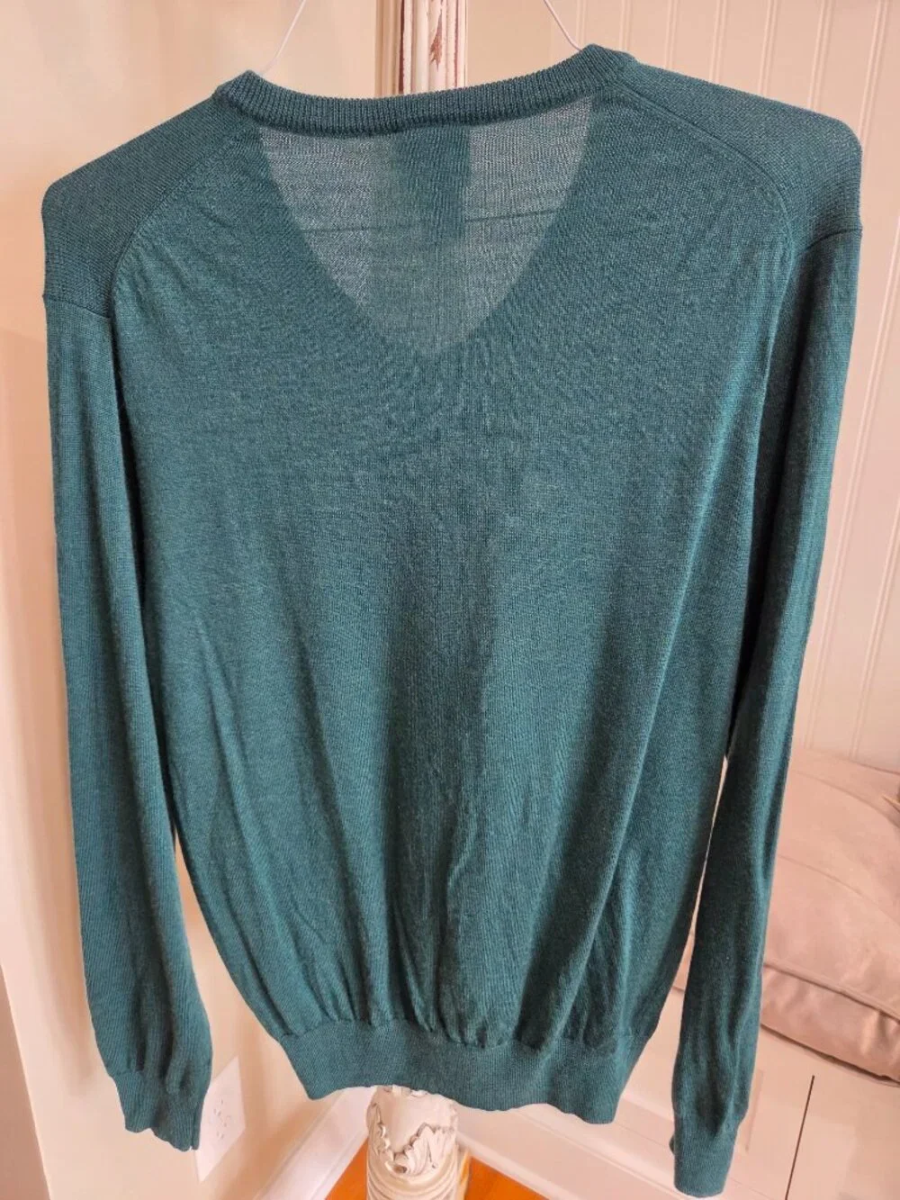 Men’s Jos. A. Bank Travelers Large Merino Wool V-Neck Pullover Sweater Green